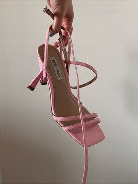 Steve Madden Pink Strappy Square-Toe Heel Sandals